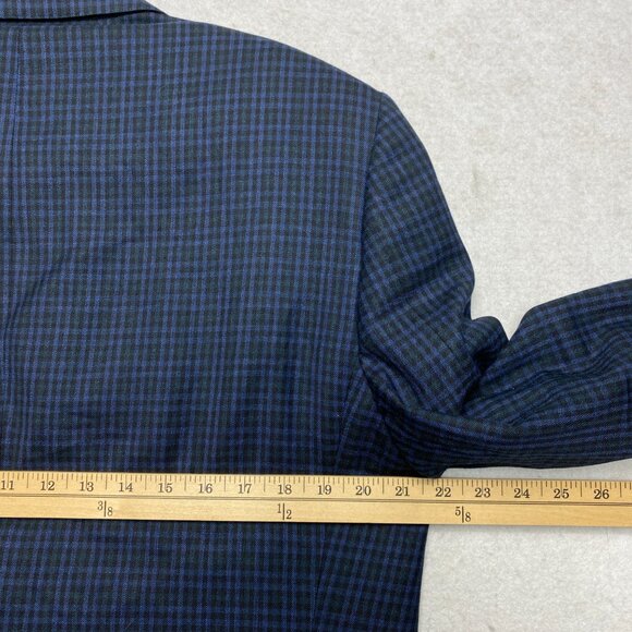 Samuelsohn Sport Coat Mens 44 Tall Blue Check Ermenegildo Zegna Fabric Jacket - Picture 13 of 14